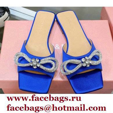 Mach & Mach Crystal Double Bow Slides Satin Blue 2022 - Click Image to Close
